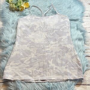 Lululemon Power Y Tank White Grey Camo Sz 8